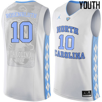 Youth North Carolina Tar Heels #10 Lennie Rosenbluth College Basketball Jerseys Sale-White - Click Image to Close